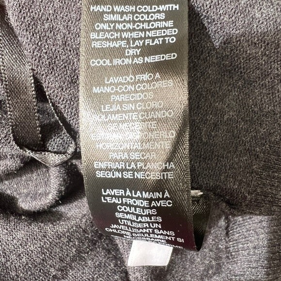 White House Black Market Black Polkadot Gray Cardigan 3/4 sleeve Snap Closures M - Picture 9 of 10